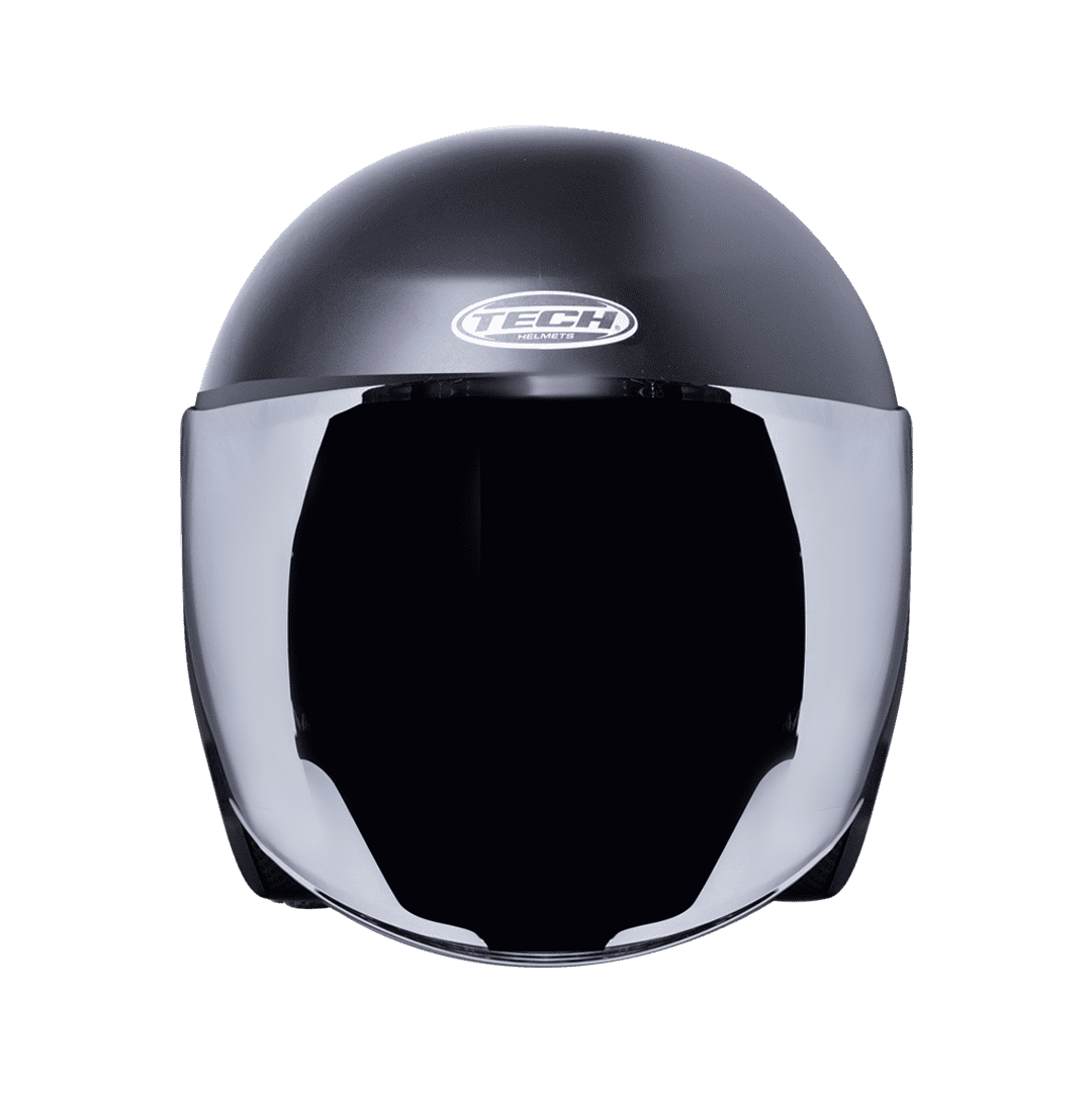 CASCO ABIERTO TECH NEGRO MATE + VISOR PLATEADO