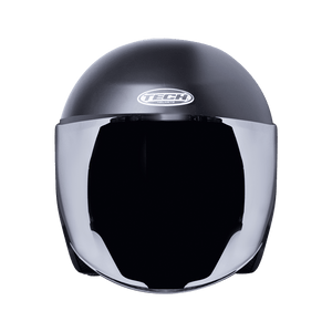 CASCO ABIERTO TECH NEGRO MATE + VISOR PLATEADO