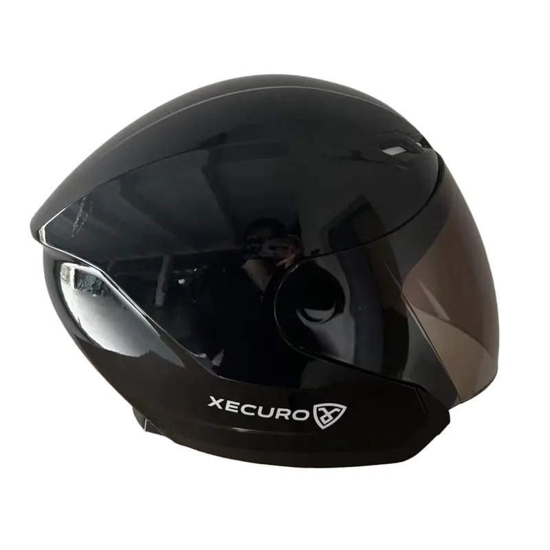 Casco abierto Xecuro XR-710 Solid negro brillante